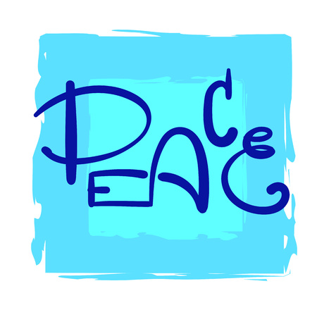 Peace - simple inspire and motivational quote. Hand drawn beautiful lettering. Print for inspirational poster, t-shirt, bag, cups, card, flyer, sticker, badge. Cute and funny vectorのイラスト素材
