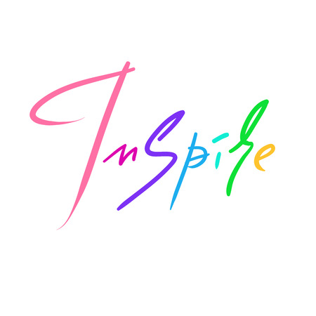 Inspire - simple inspire and motivational quote. Hand drawn beautiful lettering. Print for inspirational poster, t-shirt, bag, cups, card, flyer, sticker, badge. Elegant calligraphy signのイラスト素材
