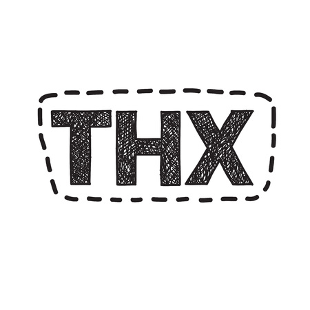 THX Thank you - simple inspire and motivational quote. Hand drawn lettering. Print for inspirational poster, t-shirt, bag, cups, card, flyer, sticker, badge. Cute and funny vector signのイラスト素材