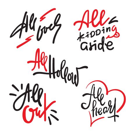 Set of simple inspire and motivational quote. Hand drawn lettering. Youth slang, idiom. Print for inspirational poster, bag, bag, cups, card, flyer, sticker, badge. Cute funny vector collectionのイラスト素材