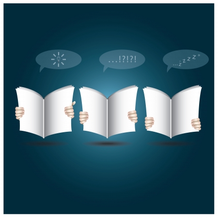 Two Hands Open The Book To Reading のイラスト素材