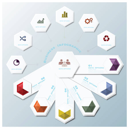 Hexagon Geometric Shape Business Infographic Design Templateのイラスト素材