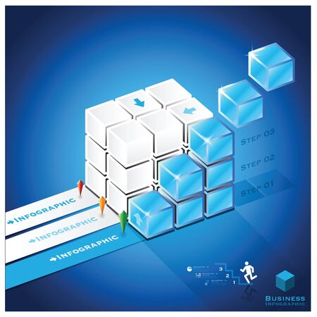 Stair Cube Business Infographic Design Template Vector Backgroundのイラスト素材