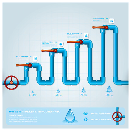 Water Pipeline Business Infographic Design Templateのイラスト素材