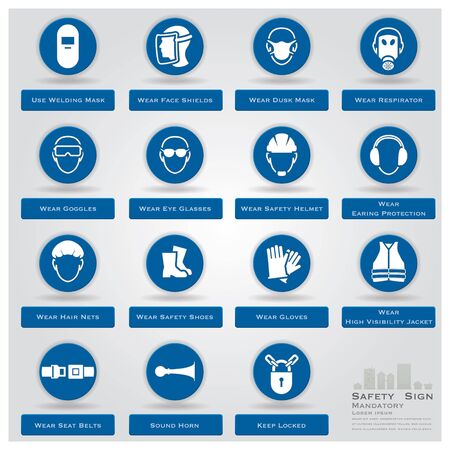 Mandatory Safety Sign Icons Set Designのイラスト素材