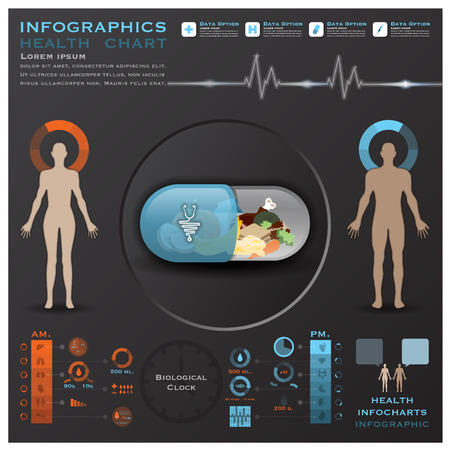 Biological Clock Health And Medical Infographic Infocharts Science Background Design Templateのイラスト素材