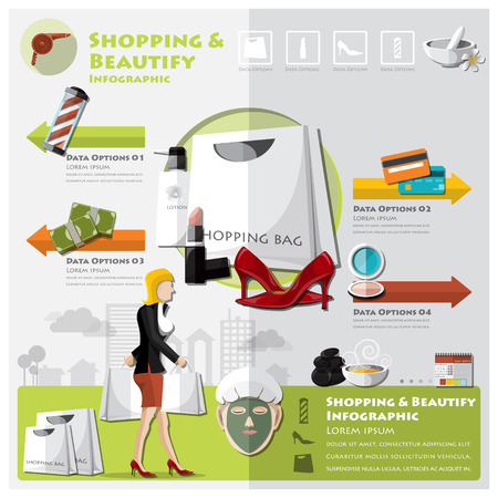Woman Shopping Beautify And Lifestyle Infographic Design Templateのイラスト素材