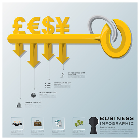 Business And Financial With Key Shape Infographic Design Templateのイラスト素材