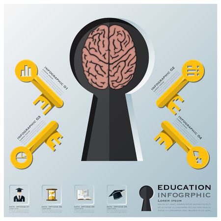 Education And Learning Key Shape Infographic Design Templateのイラスト素材