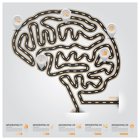 Road And Street Brain Shape Traffic Sign Business Infographic Design Templateのイラスト素材