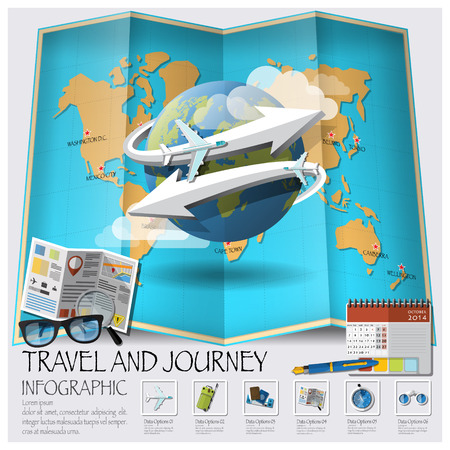 Travel And Journey World Map Infographic Design Templateのイラスト素材