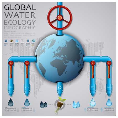 Global Water Pipeline Ecology And Environment Infographic Design Templateのイラスト素材