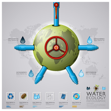 Worldwide Water Pipeline Ecology And Environment Infographic Design Templateのイラスト素材