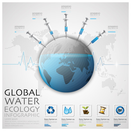 Global Water Ecology And Environment Infographic Design Templateのイラスト素材