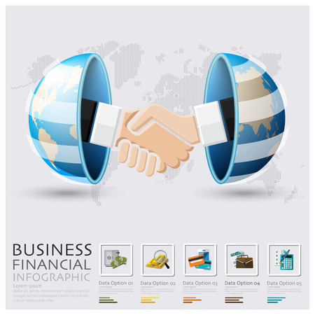 Global Business And Financial Handshake Infographic Design Templateのイラスト素材