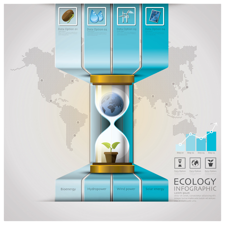 Sandglass Global Ecology And Environment Infographic Design Templateのイラスト素材