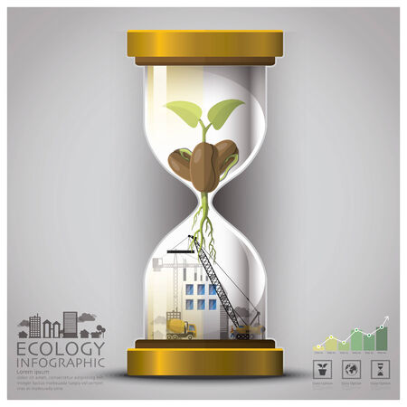 Sandglass Global Ecology And Environment Infographic Design Templateのイラスト素材
