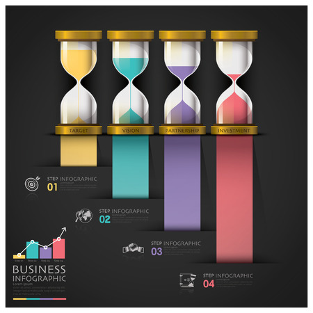 Sandglass Money And Financial Business Staircase Step Infographic Design Templateのイラスト素材