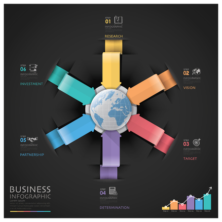 Global Business And Financial Infographic With Arrow Round Circle Diagramのイラスト素材