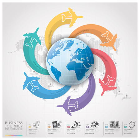 Business Journey With Global Airline Infographic Diagram Design Templateのイラスト素材