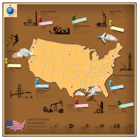 United States Of America Landmark Business And Travel Infographic Design Templateのイラスト素材
