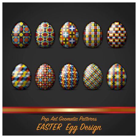 Easter Day Egg With Pop Art Geometric Pattern Style Vector Designのイラスト素材