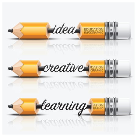 Education And Learning Step Infographic With Carve Pencil Lead Vector Design Templateのイラスト素材