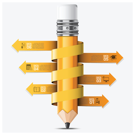 Education And Learning With Spiral Arrow Pencil Step Infographic Vector Design Templateのイラスト素材