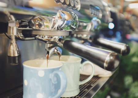 Making coffee by coffee machineの素材