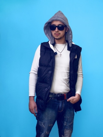 Man in waistcoat and sunglassesの写真素材