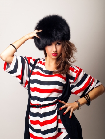pretty girl in furhatの写真素材