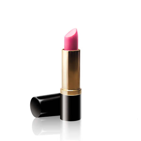 Pink lipstick isolated on white backgroundの写真素材