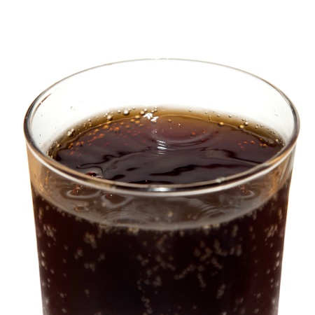 glass of cola isolated on white background in studioの写真素材
