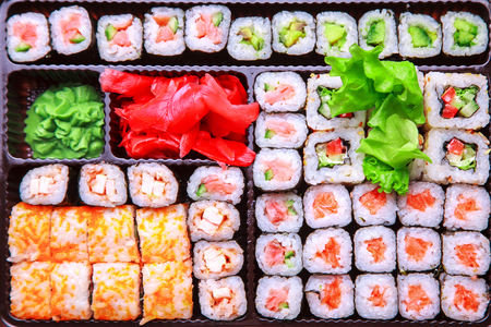 Assortmaent of japanese rollsの写真素材