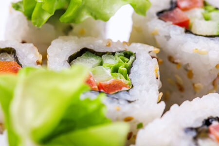 Horizontal photo of vegitable roll in studioの写真素材