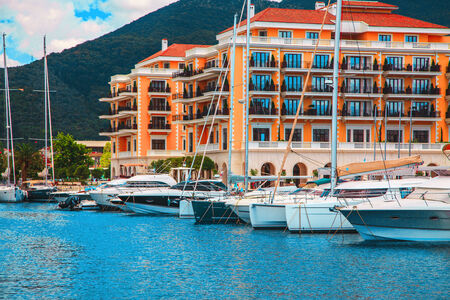 Photo of yacht port in montenegroのeditorial素材