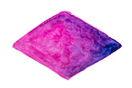 blue pink and purple watercolor abstract handmade blot background isolated on white backgroundの写真素材