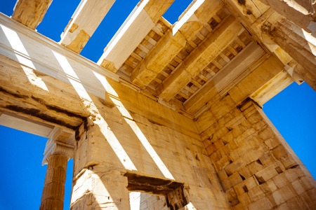 The ruins of the ancient Greek Acropolisの写真素材