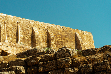 close up of ancient greek ruinsの写真素材