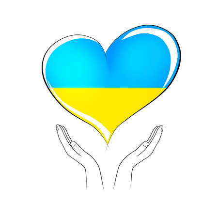 Pray for Ukraine concept. Ukraine in our herats. Ukraine heart isolated on white backgroundの写真素材