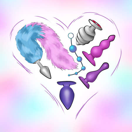 illustration concept of pleasure for adults. toys to satisfyの写真素材