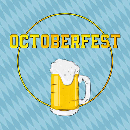 handdrawing of pretty adult woman holds mug with beer. concept of octoberfest partyの写真素材