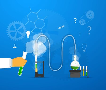 Process Research in a chemical laboratory. The concept of science, medicine and research.のイラスト素材