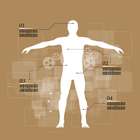 Vector illustration of medicine infographics. Schematic description of the human body.のイラスト素材