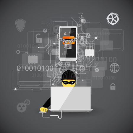 Vector illustration of the concept of protection against hacking.のイラスト素材