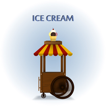 Retro vector Illustration of a ice cream standのイラスト素材