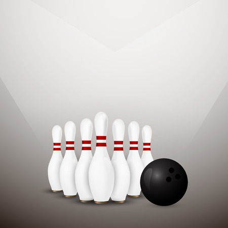 Vector illustration of a Bowling Ball crashing and skittles.のイラスト素材