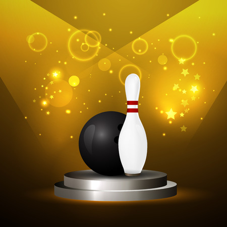 Vector illustration of a Bowling Ball crashing and skittles.のイラスト素材