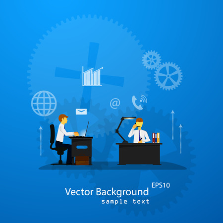 illustration of teamwork, business template with flat icons.のイラスト素材