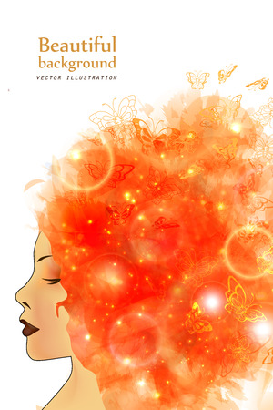Beautiful woman with abstract hair. The concept of beauty salonのイラスト素材